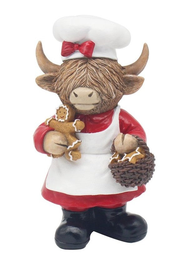 Christmas Chef Highland Cow with Basket