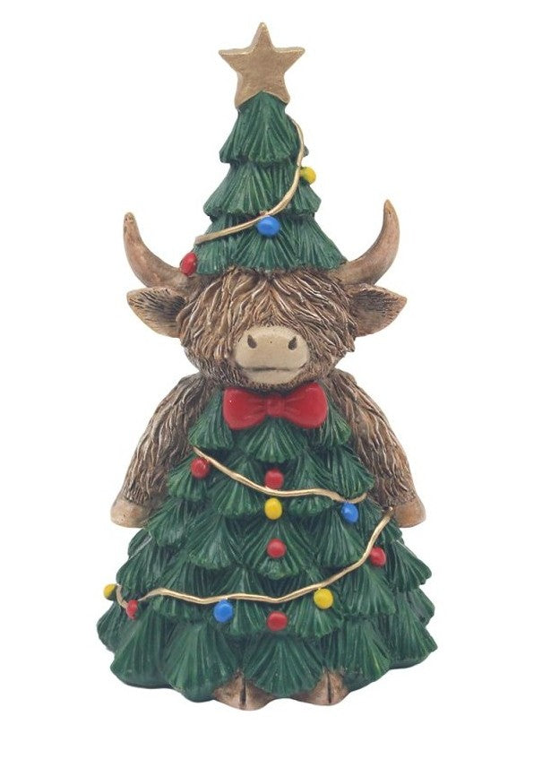 Highland Cow in Christmas Tree Costume