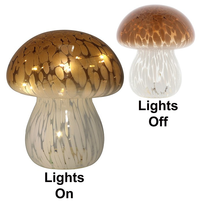 Amber Confetti LED Glass Mushroom