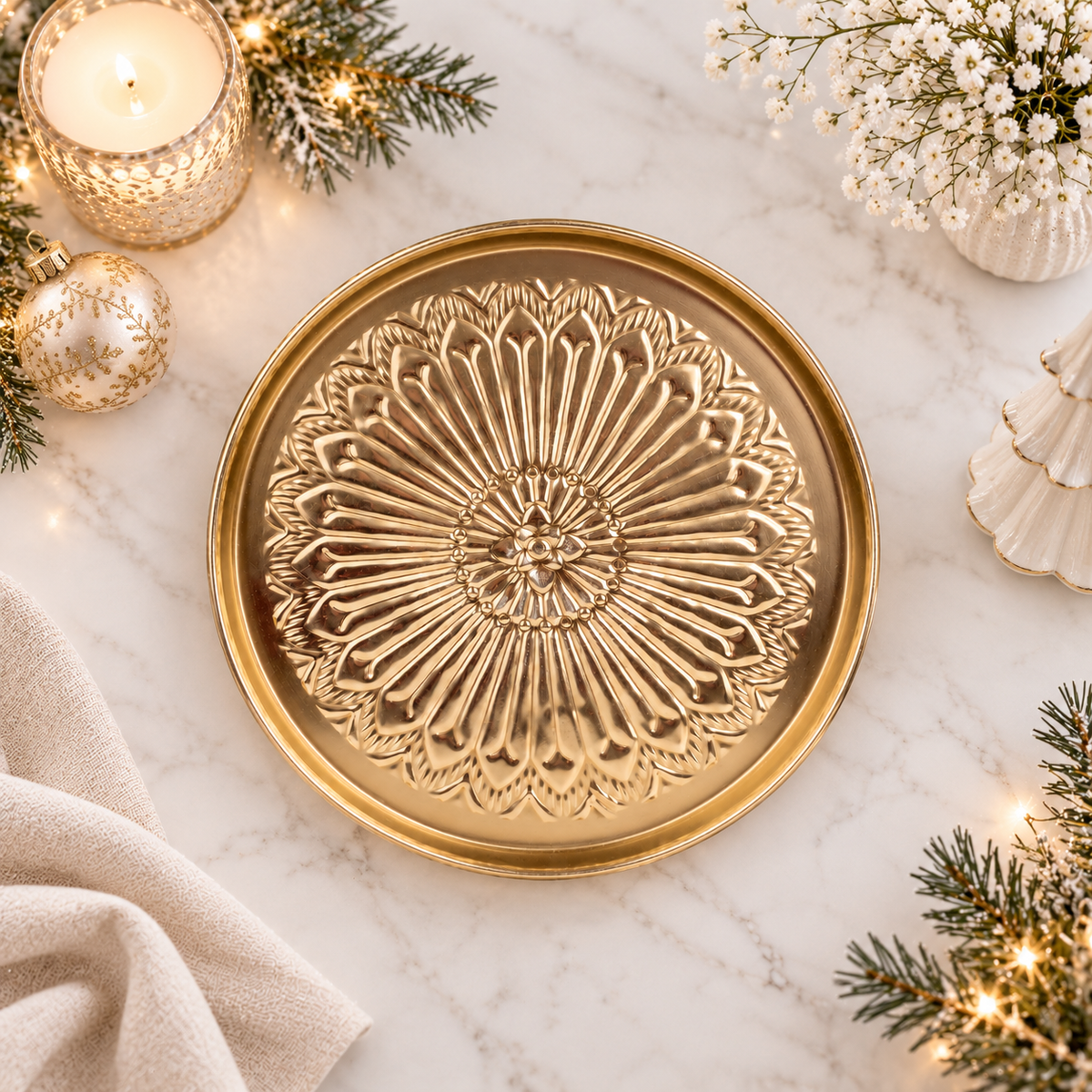 Gold Metal Decorative Tray