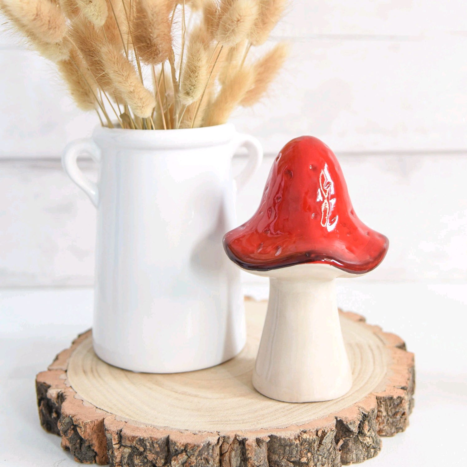Red Ceramic Mushroom Ornament