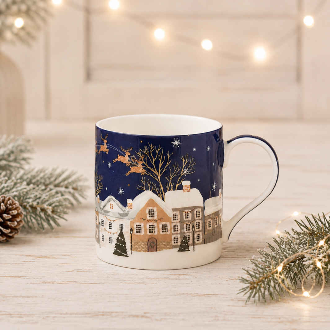 Tinsel Town Blue Christmas Mug