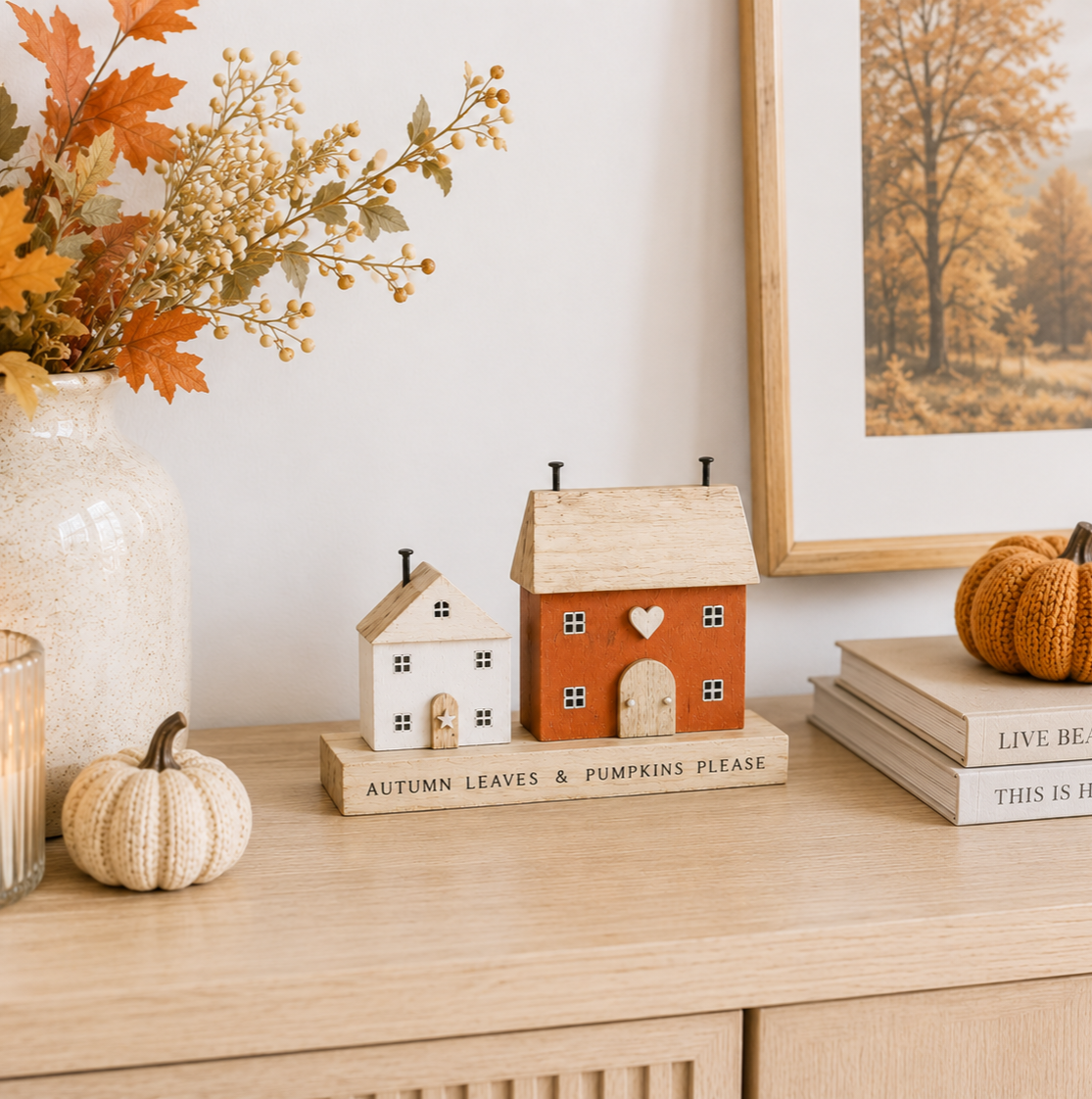 Autumn Leaves Wooden House