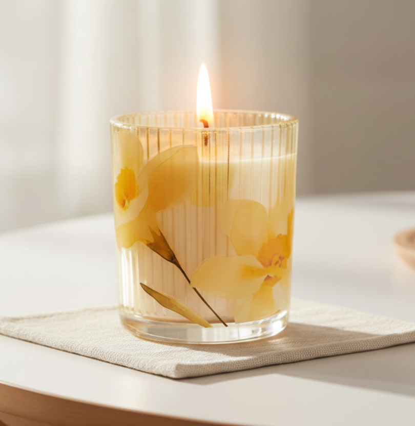 Neroli &amp; Sweet Orange Ridged Glass Candle