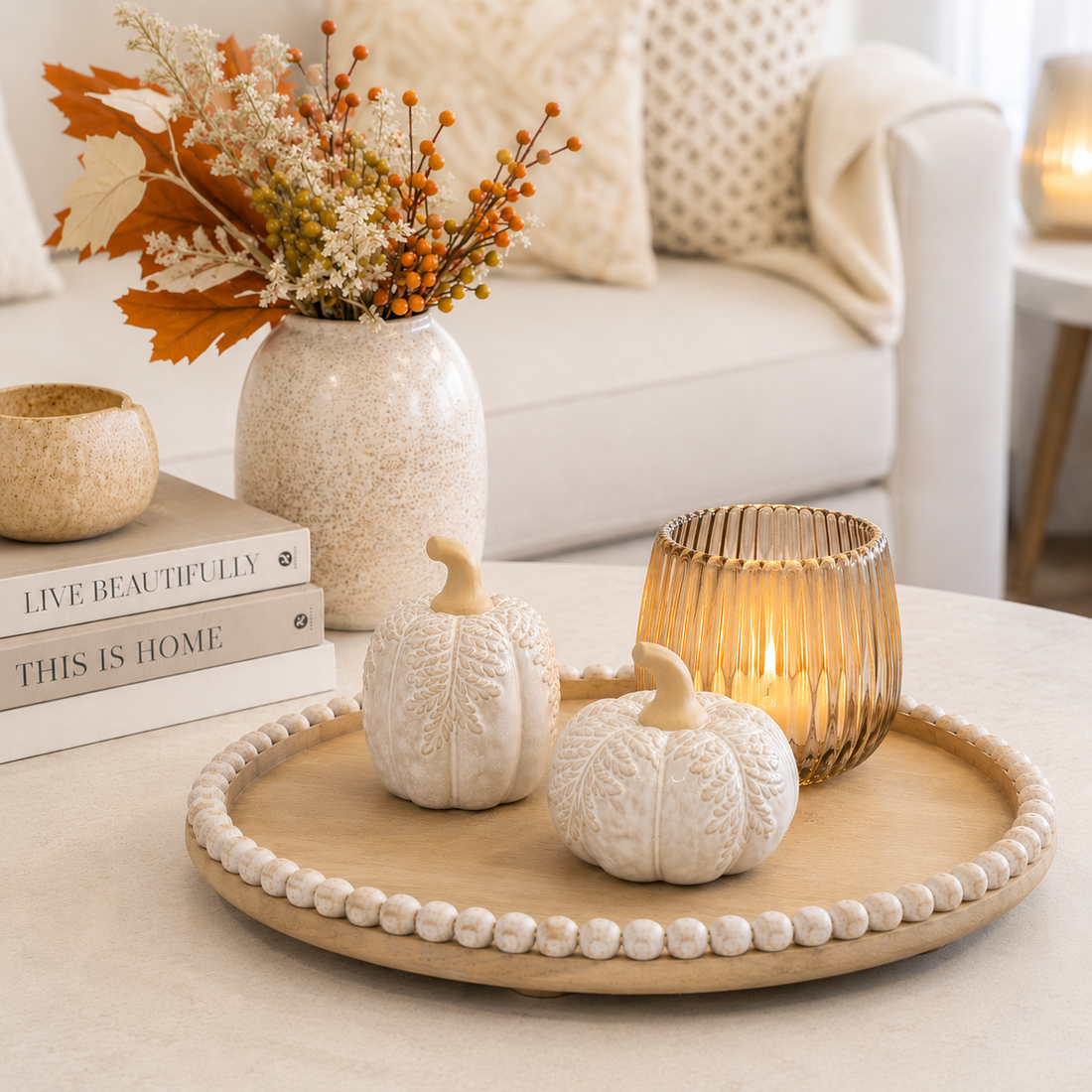 Natural Leaf Embossed Pumpkin