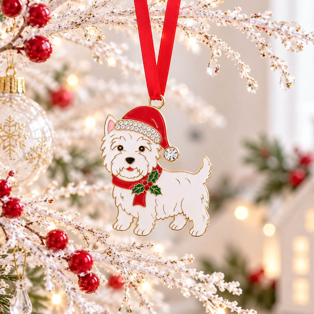Christmas Treasures Westie Dog Tree Hanger