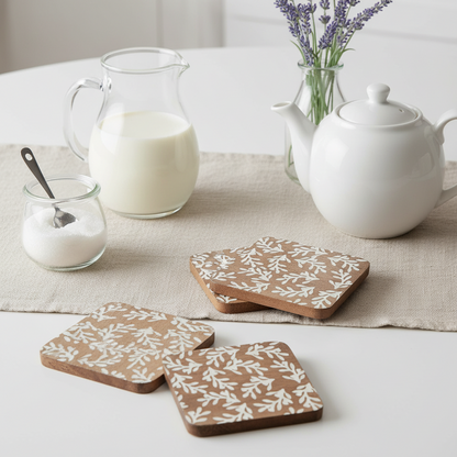 Leaf Design Coasters Set of 4