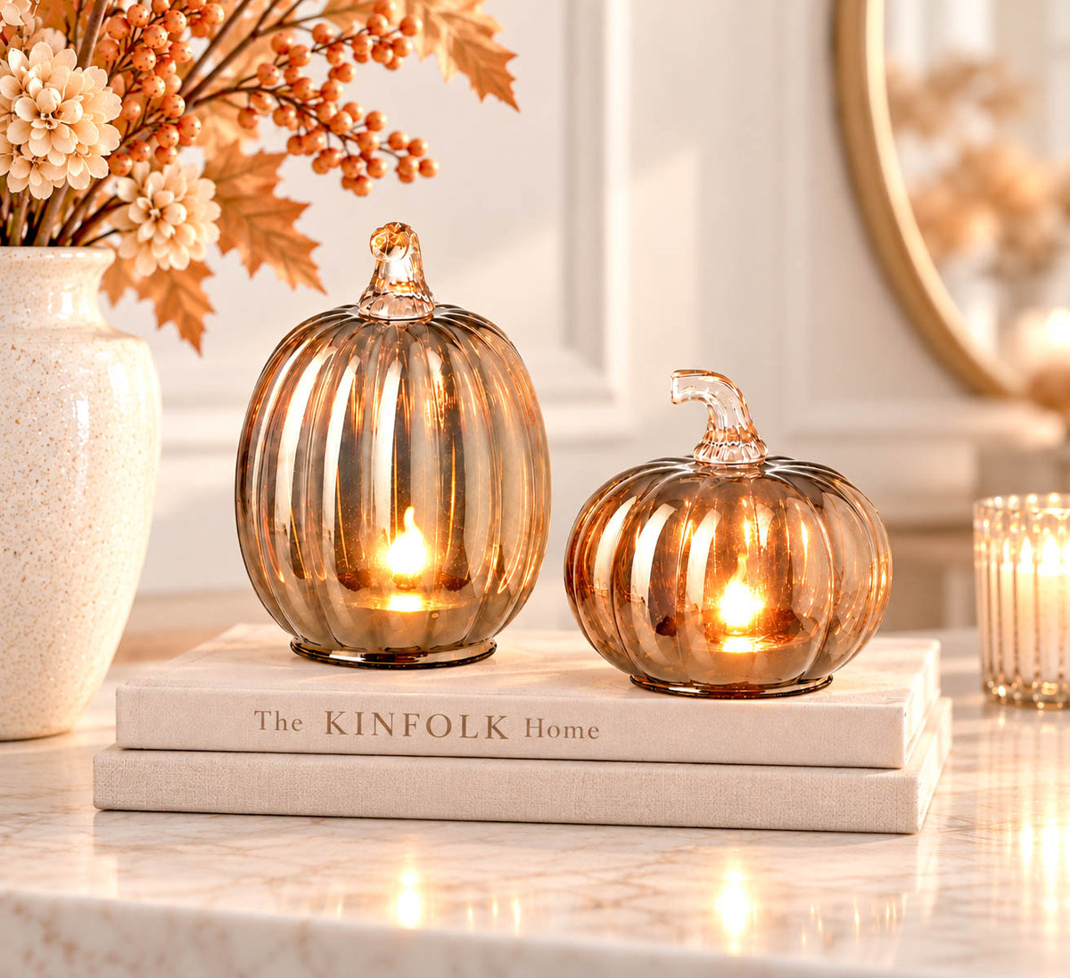 Autumn Light Up Glass Pumpkin