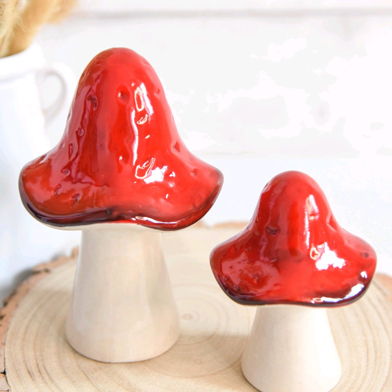 Red Ceramic Mushroom Ornament