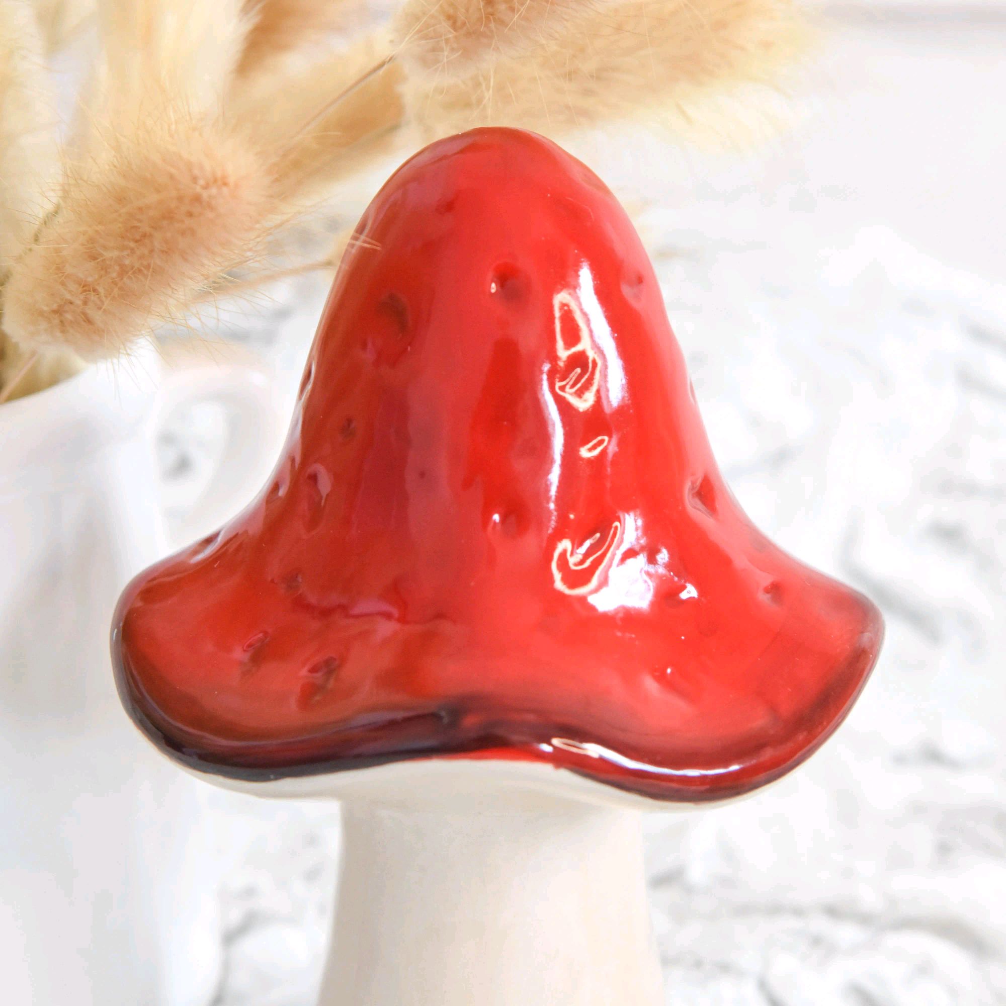 Red Ceramic Mushroom Ornament
