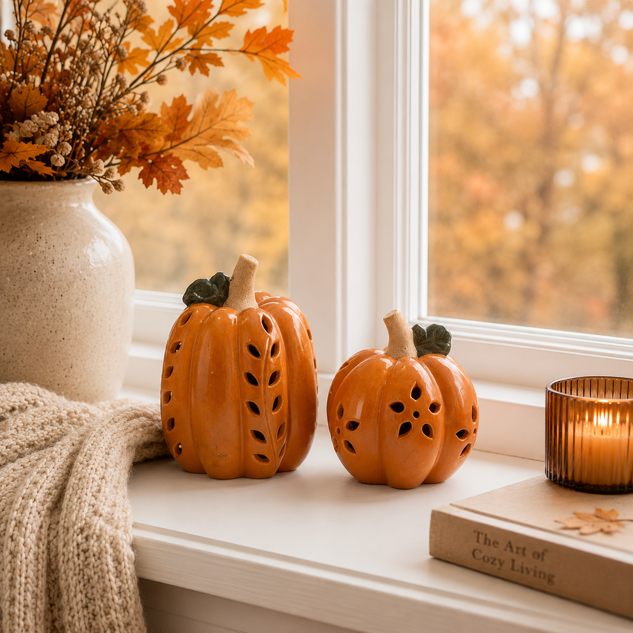 Orange LED Pumpkin with Open Pattern Detail