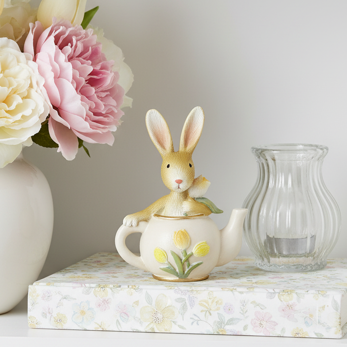 Mini Brown Rabbit in Teapot