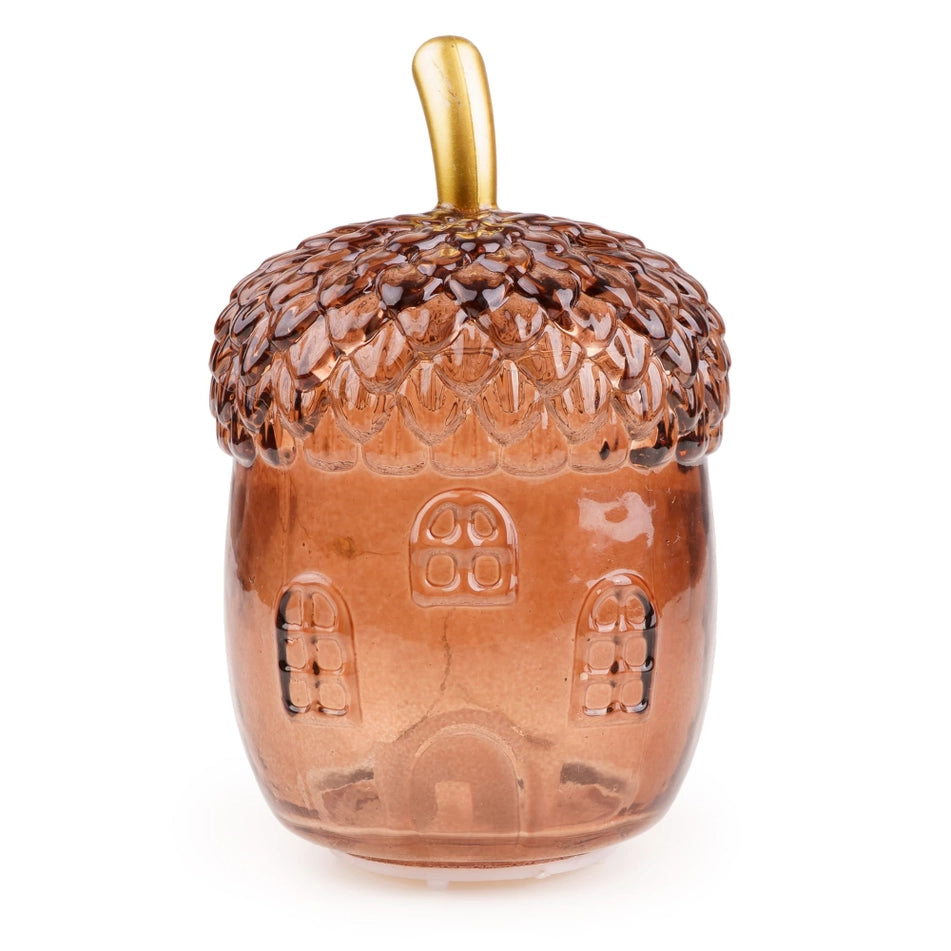 Small Amber Glass LED Acorn
