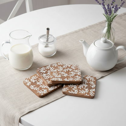 Leaf Design Coasters Set of 4