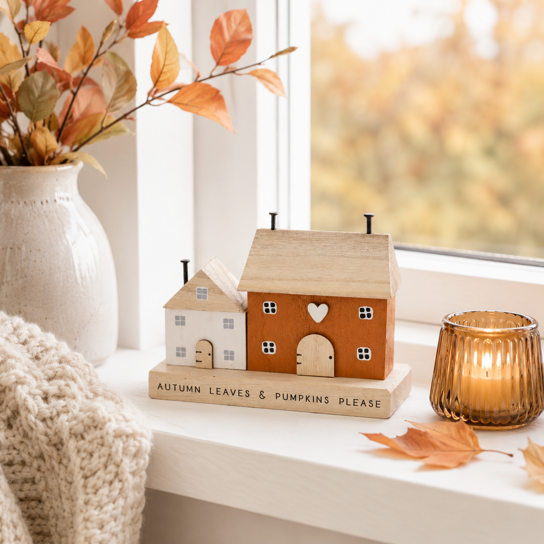 Autumn Leaves Wooden House