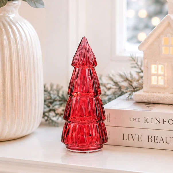 Small Red Glass LED Tree
