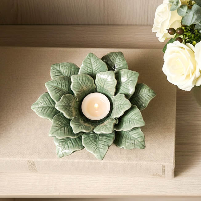 Green Leaf Tealight Holder