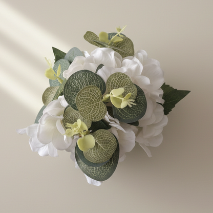 White Hydrangea in Square Vase 17cm