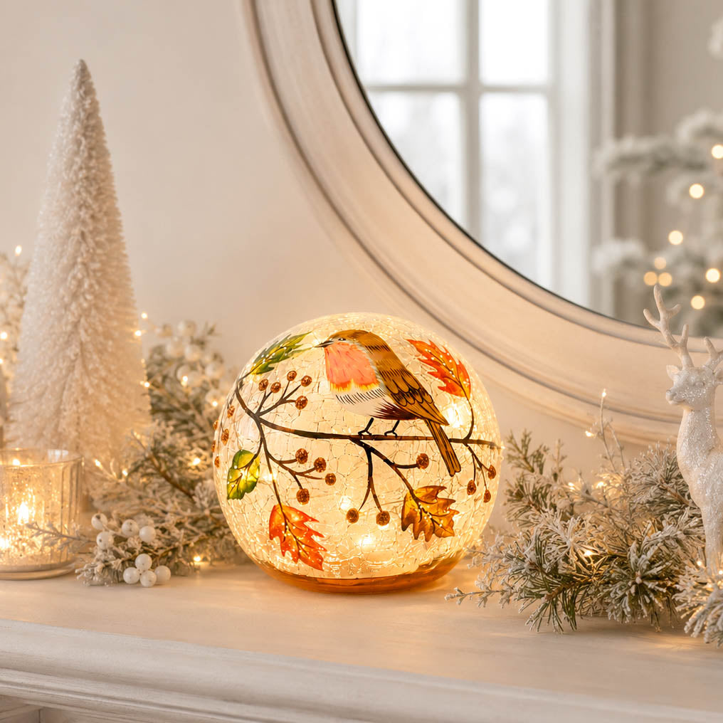Robin LED Crackle Glass Ball