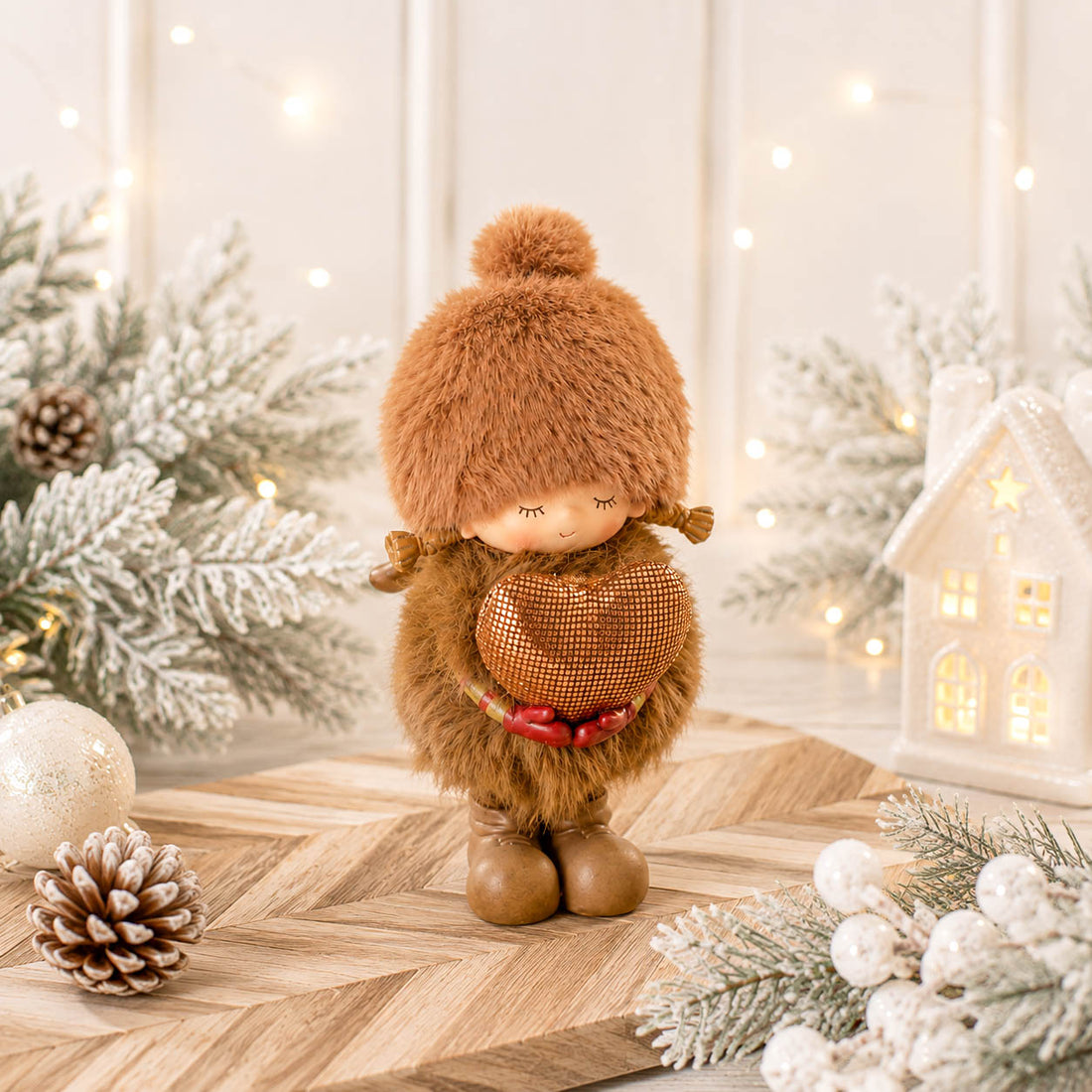 Winter Woodland Standing Girl with Heart