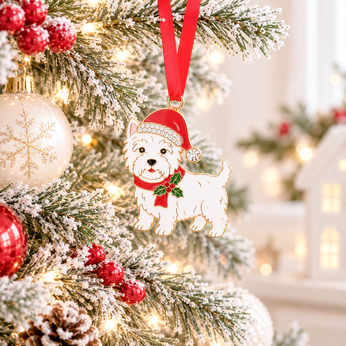 Christmas Treasures Westie Dog Tree Hanger