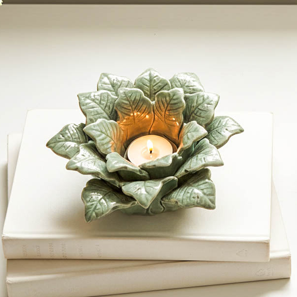 Green Leaf Tealight Holder