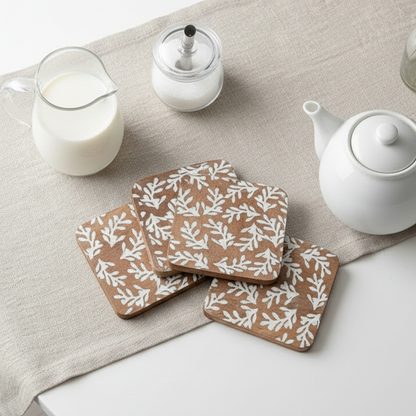 Leaf Design Coasters Set of 4