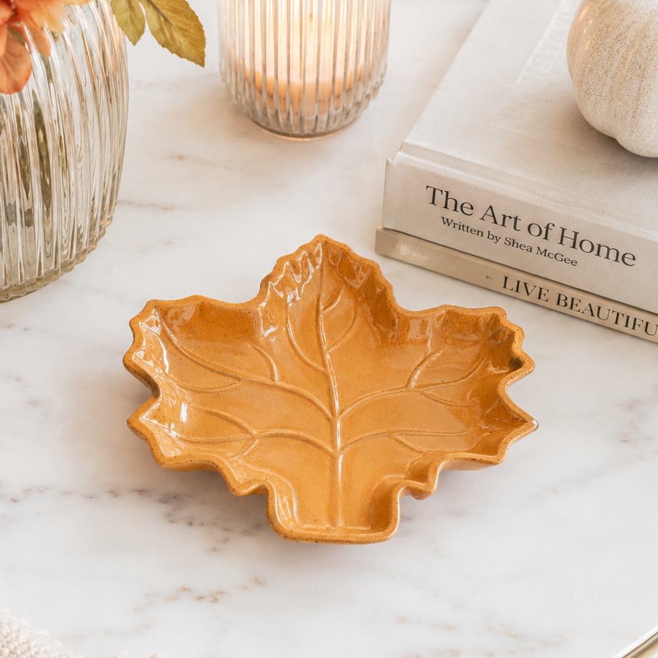Autumnal Orange Leaf Shape Plate