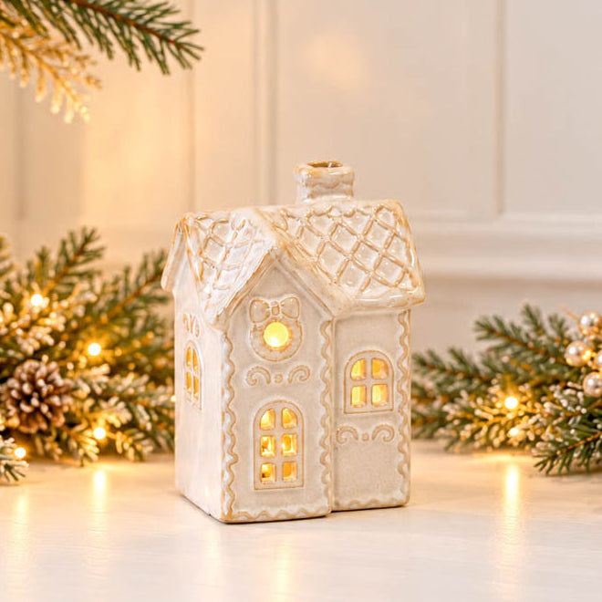 Natural LED Gingerbread Christmas Townhouse