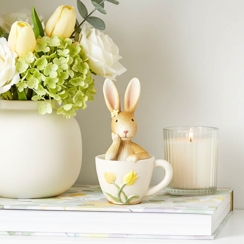 Mini Brown Rabbit in Teacup