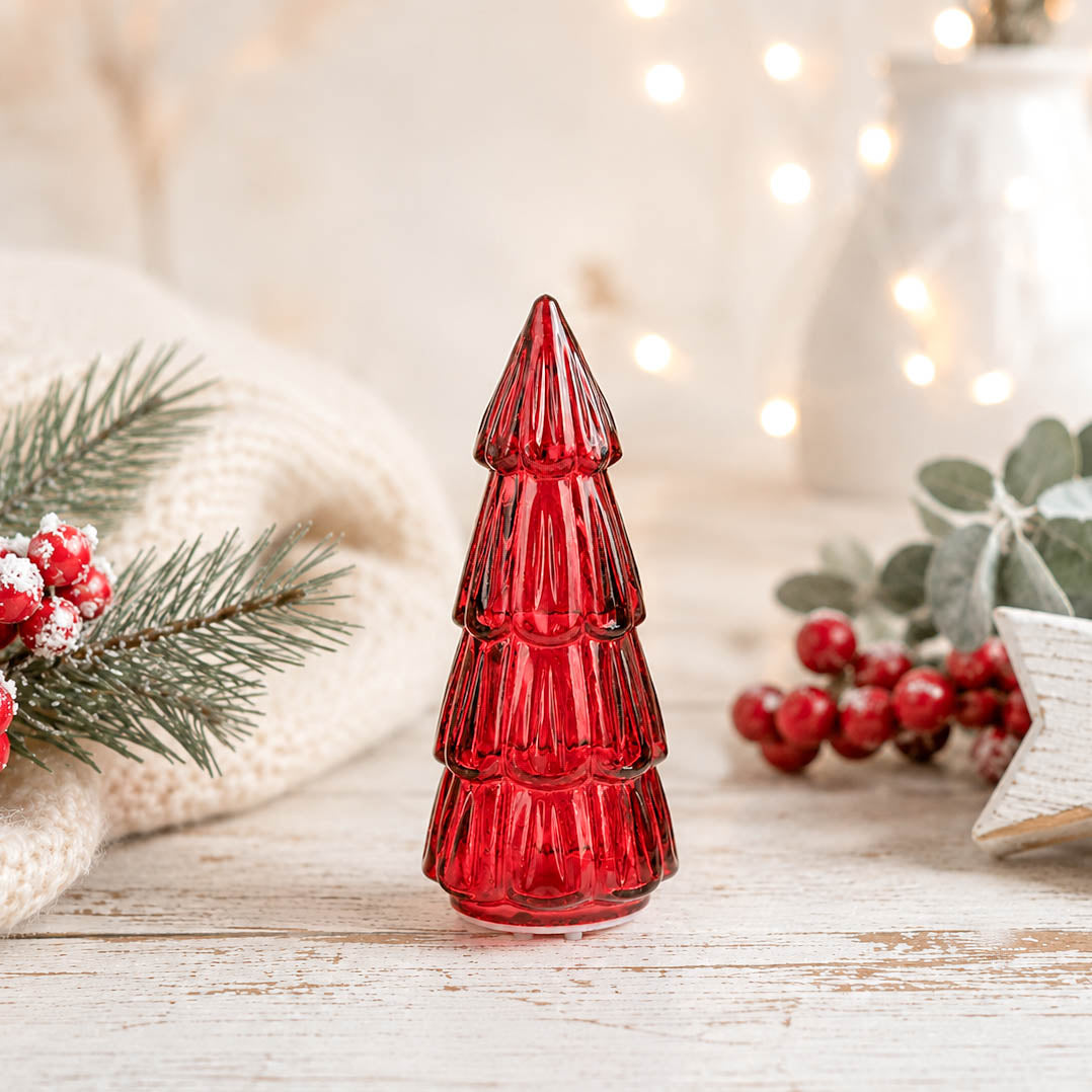 Small Red Glass LED Tree