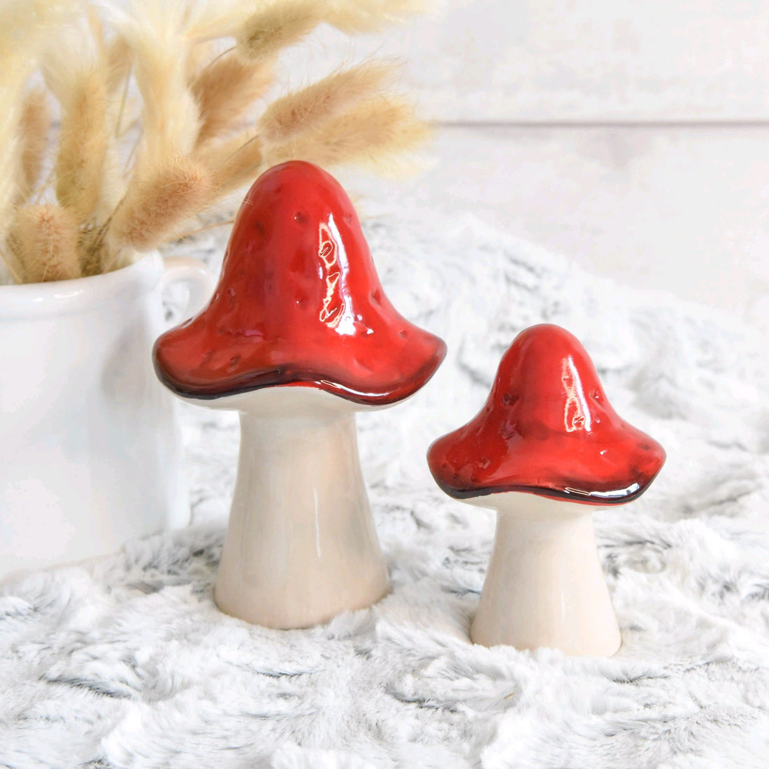 Red Ceramic Mushroom Ornament