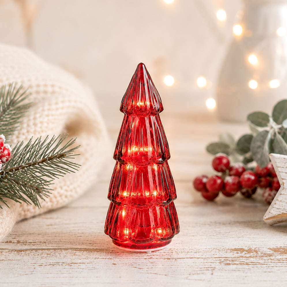 Small Red Glass LED Tree