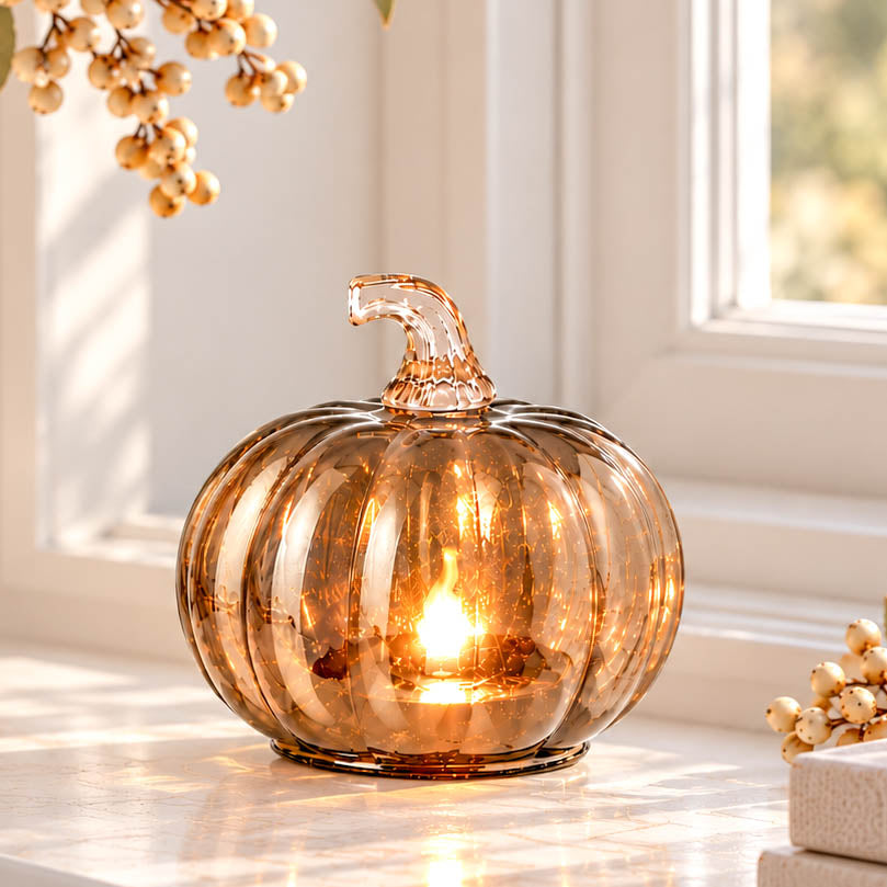 Autumn Light Up Glass Pumpkin
