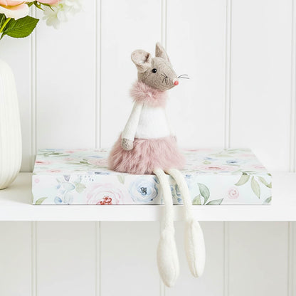 Pink Skirt &amp; Collar Sitting Mouse