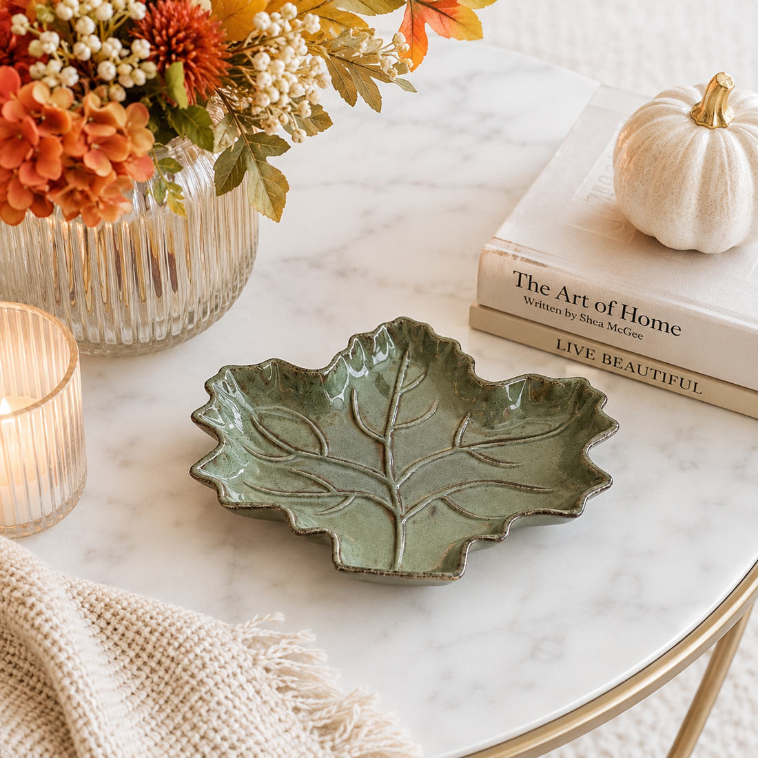 Dark Green Leaf Shape Plate