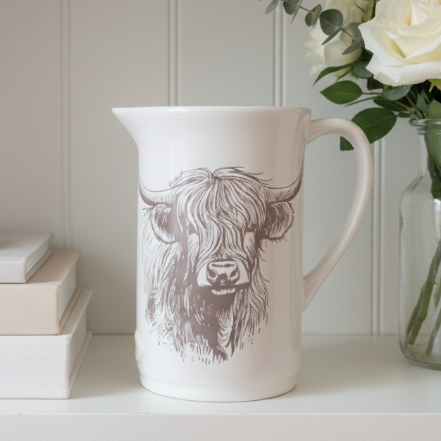 Highland Cow Ceramic Jug