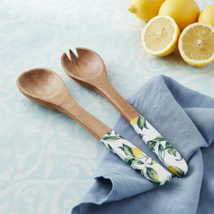 Lemon Mango Wood Fork &amp; Spoon Set