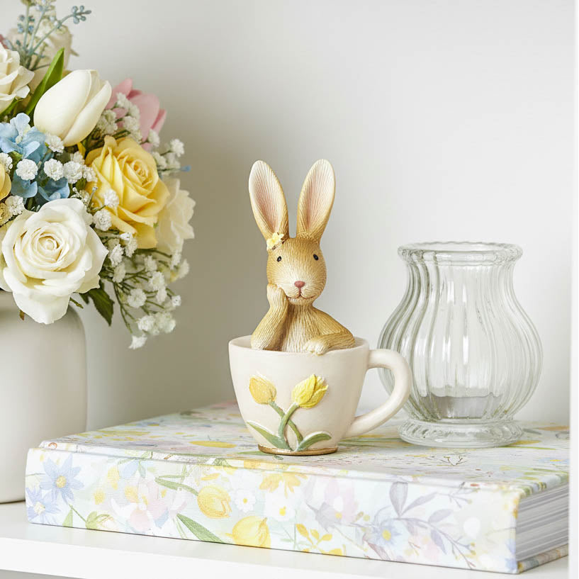 Mini Brown Rabbit in Teacup
