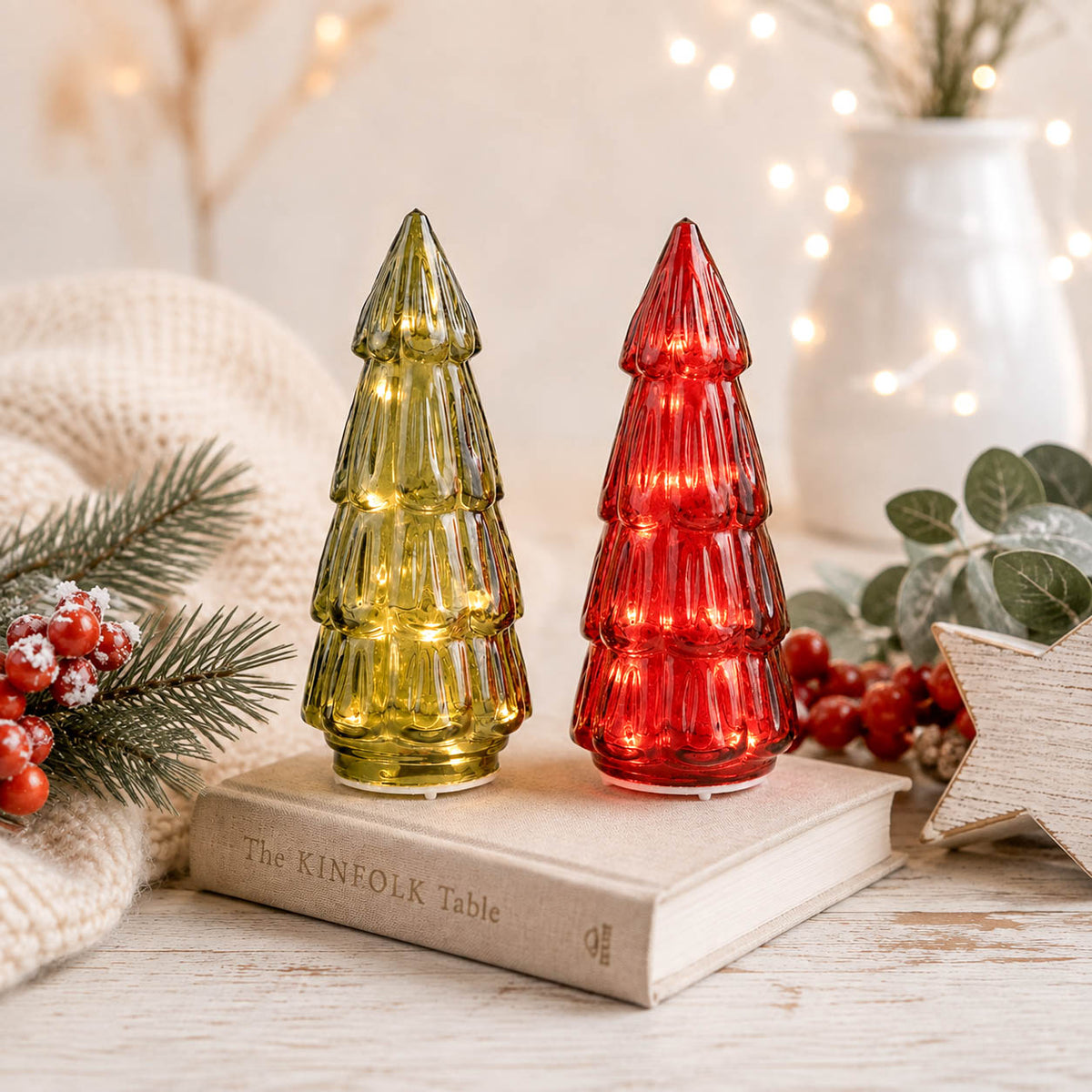 Small Red Glass LED Tree