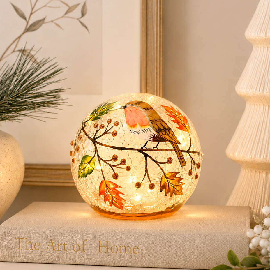 Robin LED Crackle Glass Ball