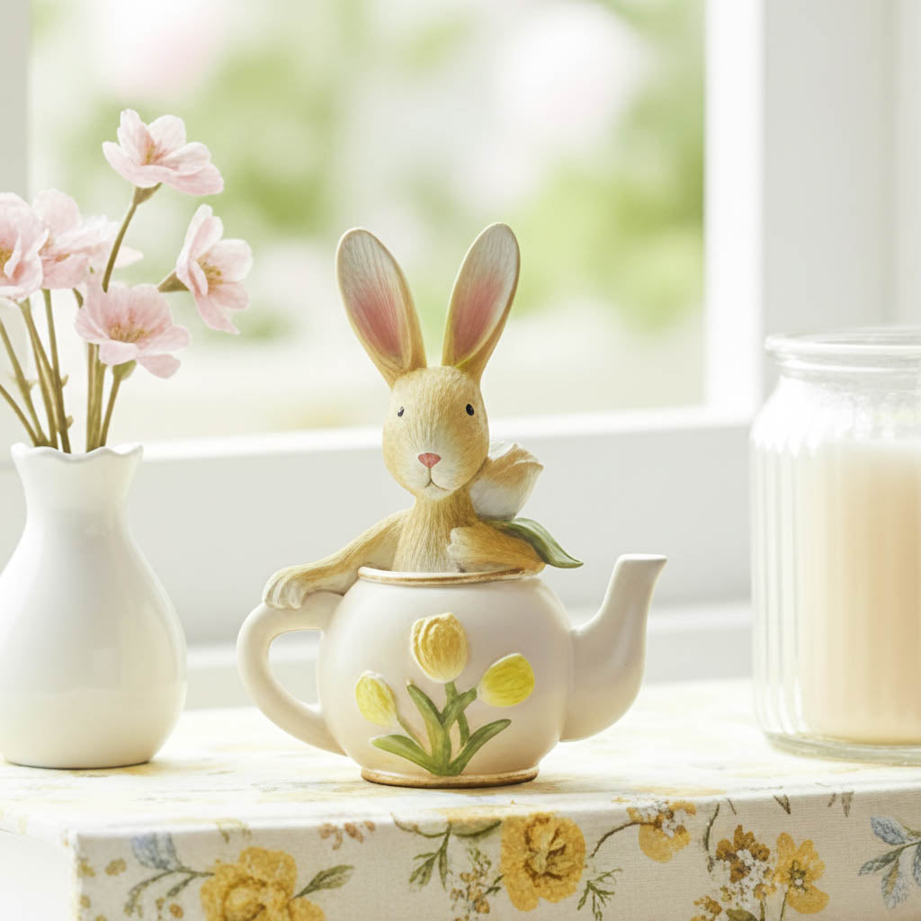 Mini Brown Rabbit in Teapot
