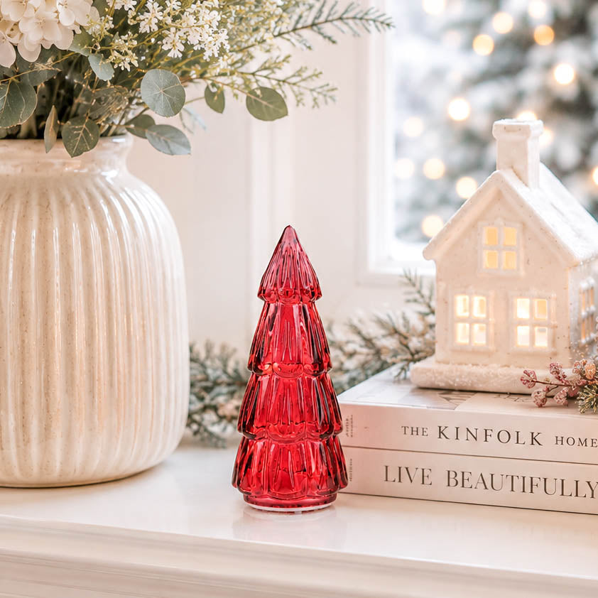 Small Red Glass LED Tree