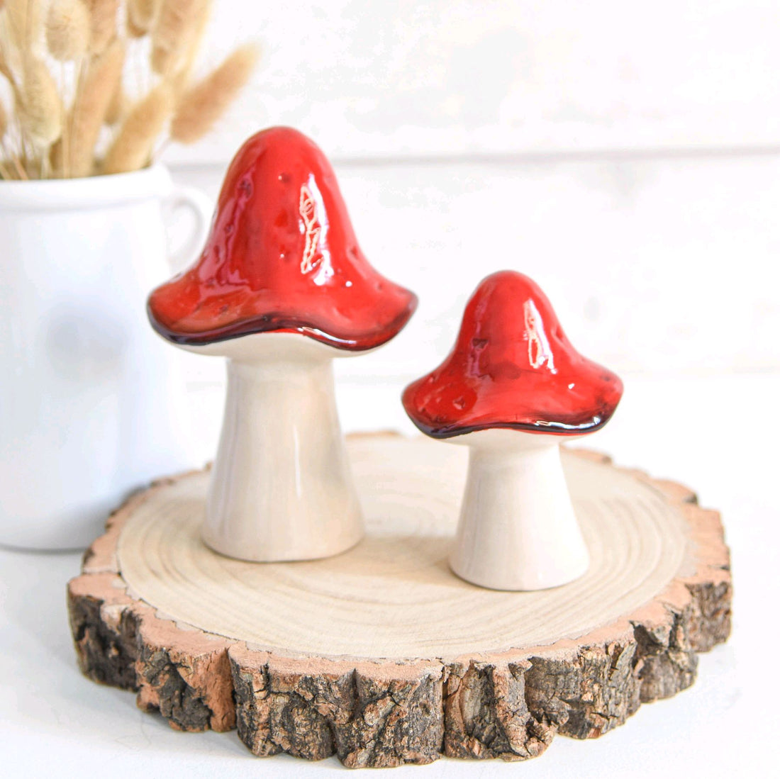 Red Ceramic Mushroom Ornament