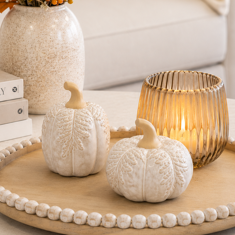 Natural Leaf Embossed Pumpkin