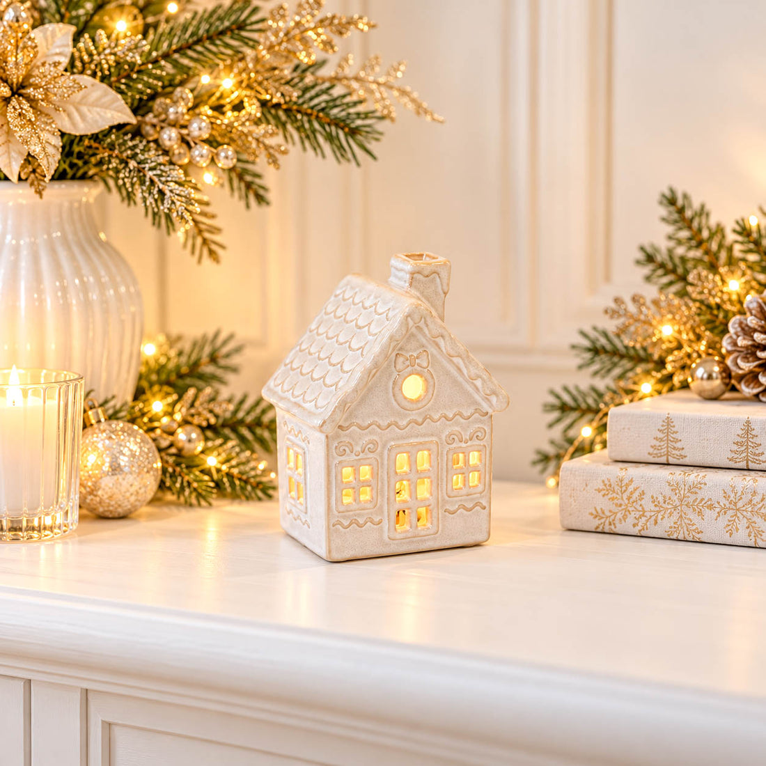 Natural LED Gingerbread Christmas House