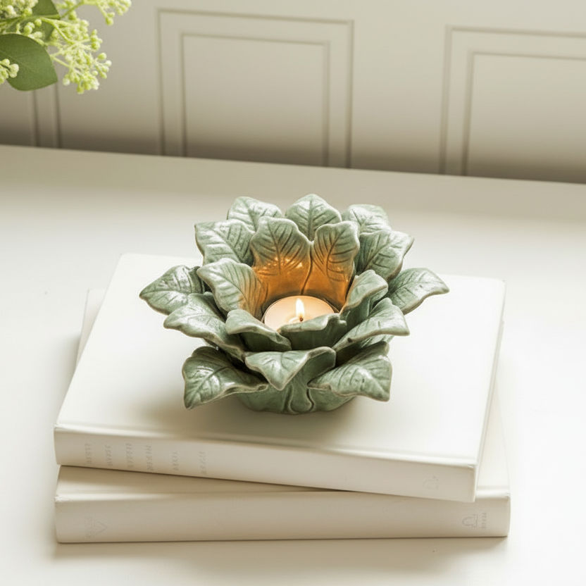 Green Leaf Tealight Holder