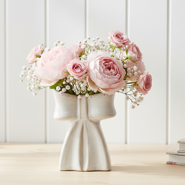 Small Natural Ceramic Bow Vase