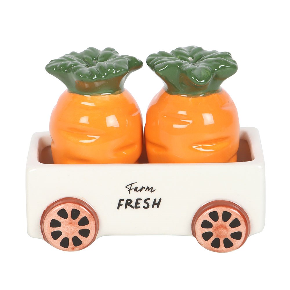Carrot Salt &amp; Pepper Shakers in Wagon