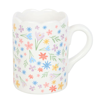 Spring Floral Print Scallop Mug